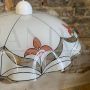 Vintage Yugoslavian pendant light in decorated glass, 1980s
