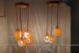 Pair of vintage orange glass pendant lamps, 1970s