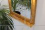 Vintage bamboo mirror with lights and shelf, Italy 1970s