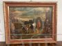 Landscape with oxen and characters - Antique Flemish painting from the 17th century                            