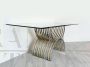Steel, brass and glass dining table, Italy 1970s