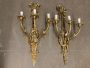 Pair of large antique bronze wall lights, Napoleon III period - late 19th century