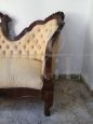 Antique Louis Philippe 2-seater sofa with curved capitonné backrest