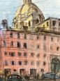 1960s drawing depicting the center of Rome by Belau