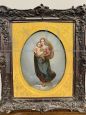 Antique painting with Madonna of San Sisto, oil on copper from the 19th century