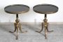 Pair of Art Deco coffee tables in bronze and black glass