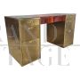 Design desk in brass and briar with filing drawer unit