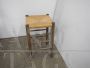 Vintage wooden stool with straw seat, 1960s