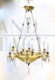 Antique Austrian chandelier in etched glass from the early 20th century                           
                            
