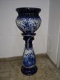 Jardiniere U&C Sarreguemines ceramic vase with pedestal, late 19th century