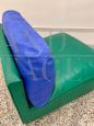 Zanotta armchair in green and blue eco-leather, 1980s