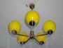 1960s mid-century chandelier with 5 yellow spheres