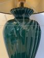 Green glazed ceramic vintage table lamp, Italy 1970s