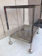 Allegri Parma food trolley in brass-plated steel with smoked glass tops