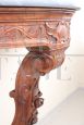 Antique carved mahogany console table with marble top, mid 19th century