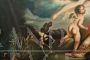 Venus and Adonis, antique oil painting on canvas in Renaissance Boucher style