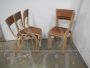 Set of 6 stackable brown Mullca chairs with dark wood seat, 1960s
