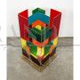 Artistic table lamp in colored glass