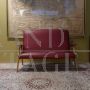 60's sofa in burgundy skai and wood
