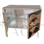 Black glass and bamboo two-door sideboard with fish handles