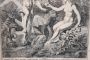 Adam and Eve - antique engraving by Gerard Hoet, 17th century