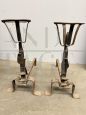 Pair of antique Tuscan andirons in wrought iron, 18th century                            