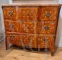 18th century dresser with rich inlays and marble top