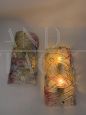 Pair of Mazzega wall lights in Murano glass with delicate colors