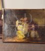 Antique small oil painting on canvas with still life, 19th century