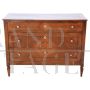 Antique Louis XVI style chest of drawers in inlaid walnut