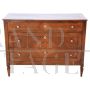 Antique Louis XVI style chest of drawers in inlaid walnut