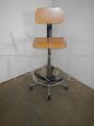 Vintage office stool with backrest and wheels, 1980s