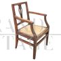Antique Louis XVI armchair with straw seat, Italy 18th century