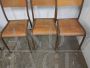 Set of 6 stackable brown Mullca chairs with light wood seat, 1960s