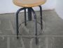 Industrial swivel and adjustable stool with 4 legs and footrest, 1960s