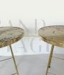 Vintage round brass and marble coffee table, 1970                            
