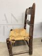 Antique and rare 17th century children's chair in walnut and straw                            