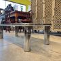 Sesann coffee table by Gianfranco Frattini in chromed metal and smoked glass