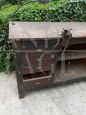 Vintage industrial workbench with vice and sander, 1940s