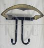 Set of 3 vintage iron and brass coat hooks, 1970s