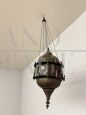 Moroccan lantern from the 1920s in copper with stained glass