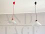 Pair of modern pendant lights in opaline glass, Italy 1970s