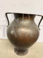 Antique hammered copper amphora vase with two handles, 18th century