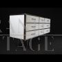 Large white glass dresser with 9 drawers