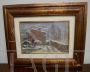 Snowy landscape, oil painting on cardboard, 20th century, signed