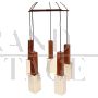 Guzzini design chandelier in rosewood with 5 lights, Italy 1960s