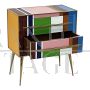 Dresser with two drawers in multicolored Murano glass