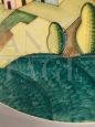 Cia Torino artistic plate in ceramic painted in futurist style, 1930s