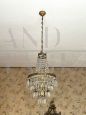 1940s one-light chandelier with crystal drops
