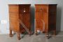 Pair of antique Louis Philippe bedside tables in blond walnut, Central Italy 1850